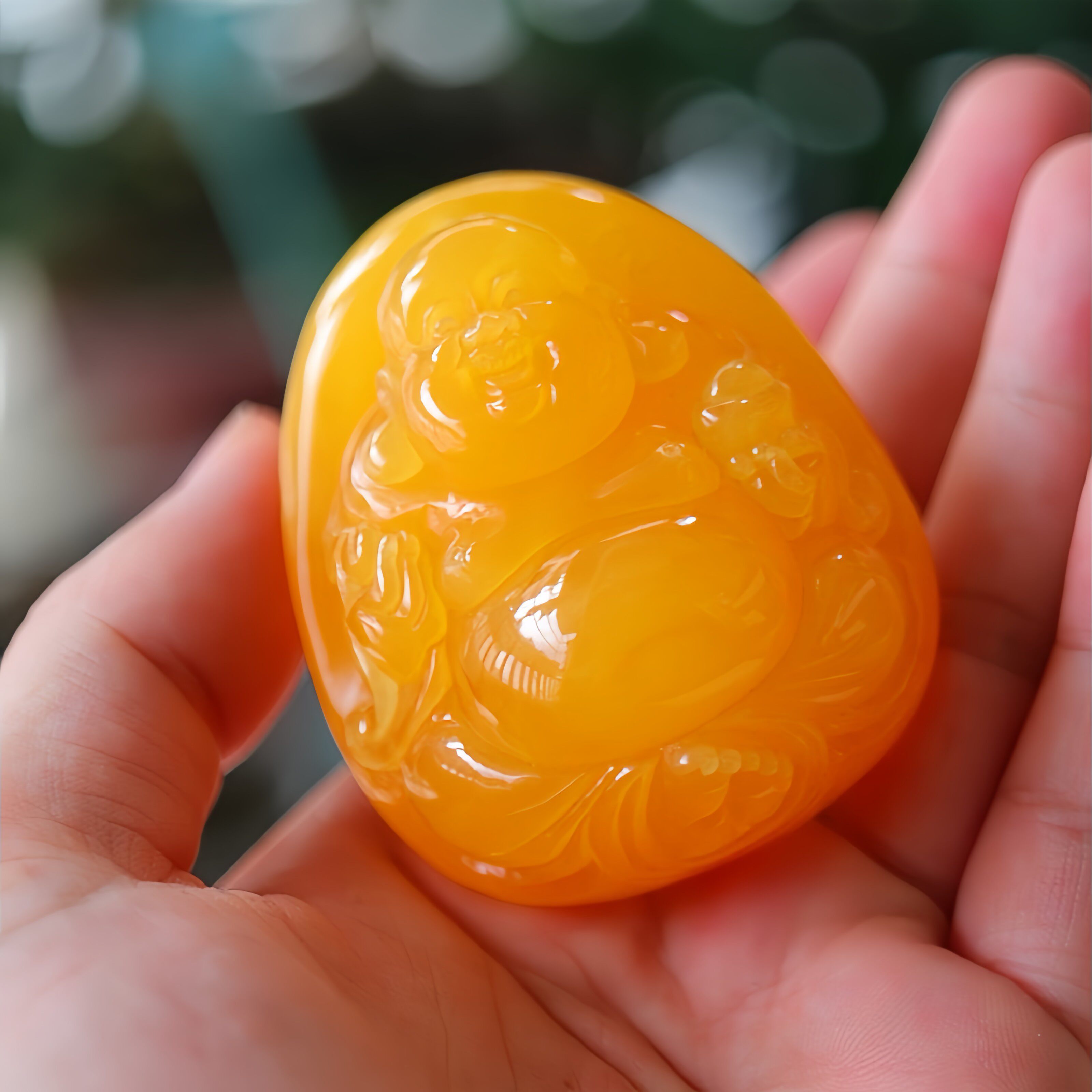 正品天然俄料精品鸡油黄蜜蜡 弥勒佛 吊坠文玩收藏工艺珠宝饰品