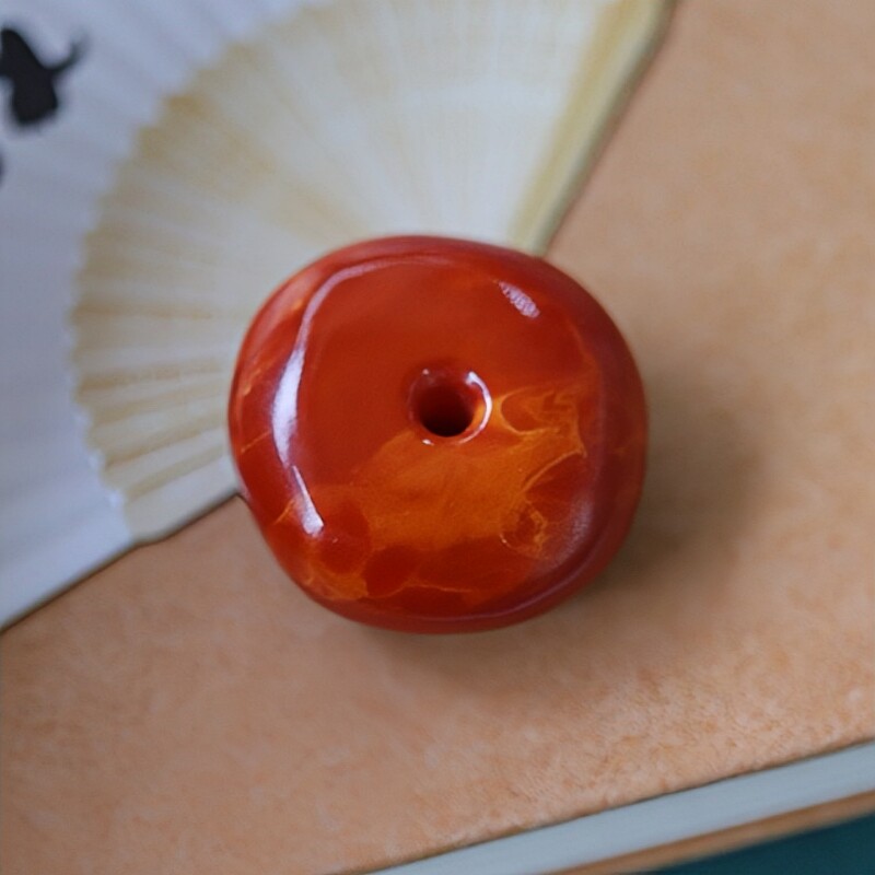 正品天然俄料高品质满蜡老红花蜡蜜蜡扣子吊坠男女款文玩珠宝饰品