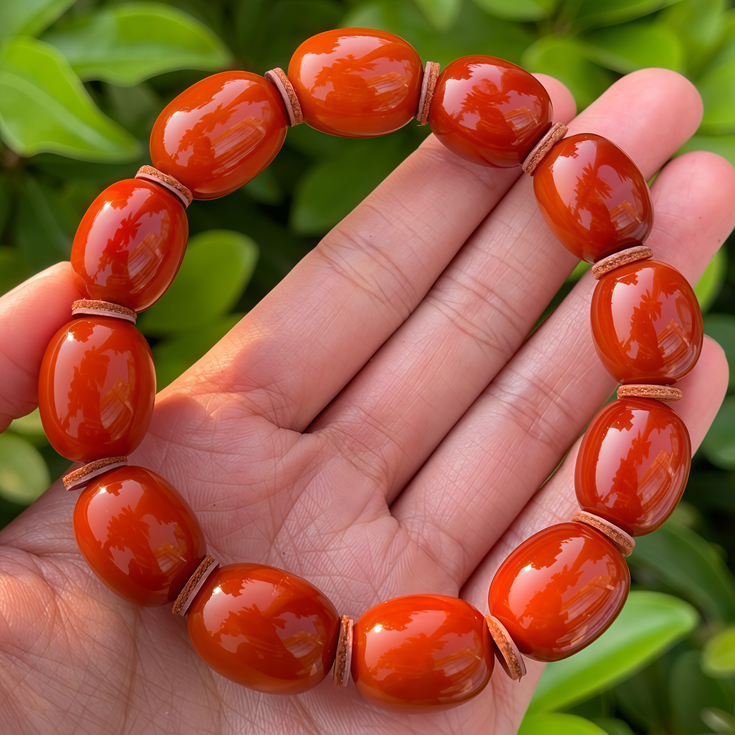正品天然俄料红皮老蜜蜡枣珠手串14mm手链文玩收藏孤品珠宝饰品