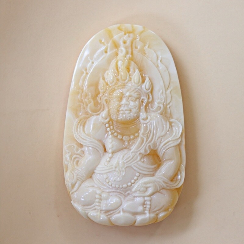 正品天然俄料精品原矿蜜蜡黄财神吊坠挂件男女款时尚文玩珠宝饰品