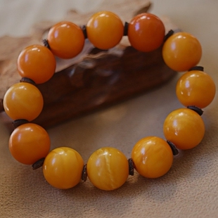 正品 天然俄料蜜蜡高品质满蜡老蜡16mm圆珠手串文玩收藏珠宝饰品