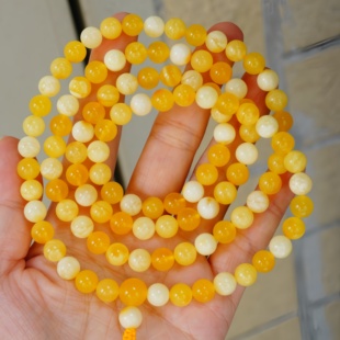 正品 天然俄料精品焦皮料多宝蜜蜡7mm圆珠108佛珠文玩收藏珠宝饰品