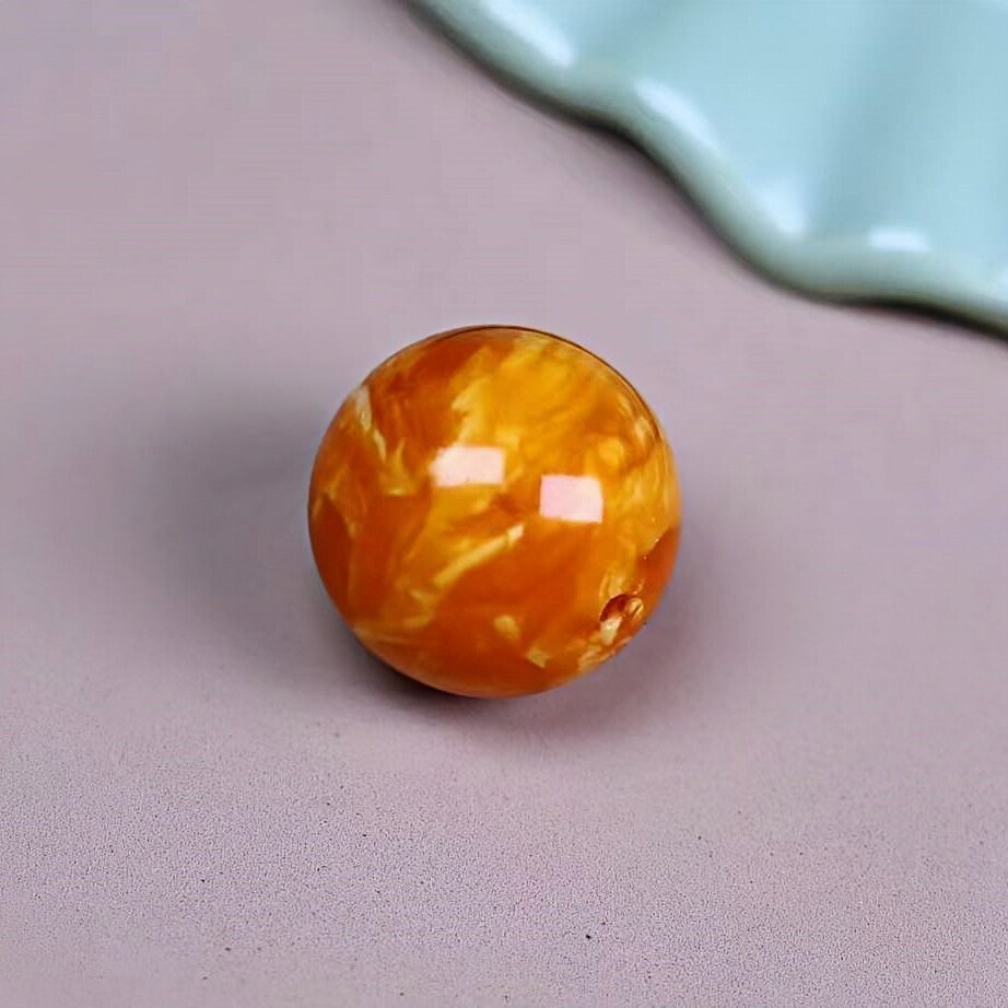 正品天然俄料高品质老蜡蜜蜡17.5mm圆珠吊坠男女款文玩珠宝饰品