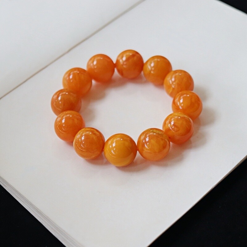 正品天然俄料原矿红皮老蜡蜜蜡19mm圆珠手串男款时尚文玩珠宝饰品