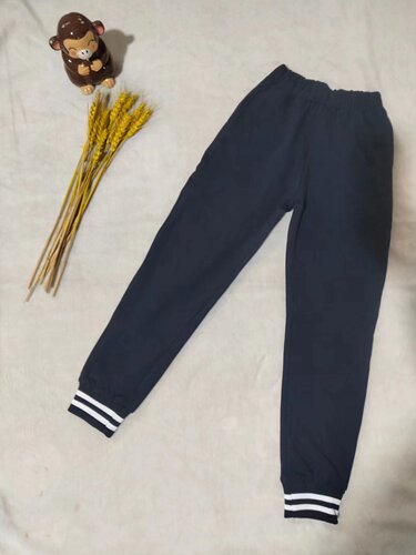 纯色藏蓝裤收口束口束脚收口有两道白条春秋款校服裤运动休闲定制