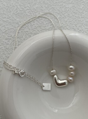 S925纯银天然珍珠爱心项链