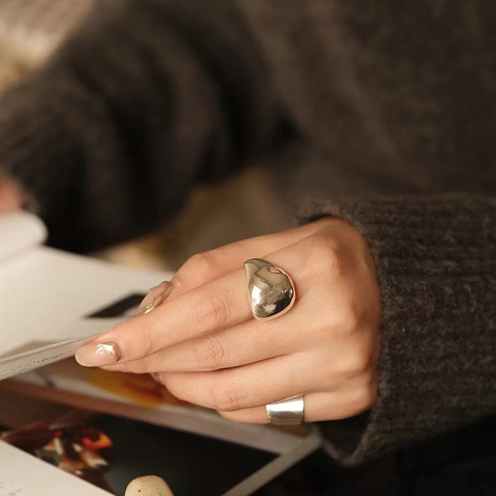 韩版纯银极简面包光面戒指女轻奢高级感指环食指冷淡风2026年新款