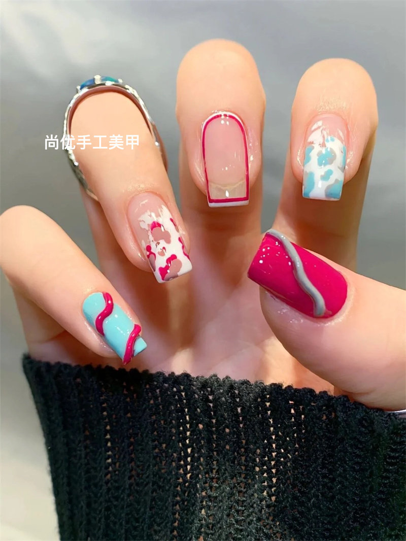网红同款成品甲片彩色创意美甲气质显白立体手工假指甲贴片穿戴甲