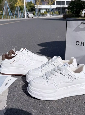 春达女鞋2026春季新款厚底时尚百搭舒适超轻牛皮休闲小白鞋330112