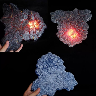 泡泡玛特树脂雪山底座岩浆地台冰山手办百搭兵人石头场景模型配件