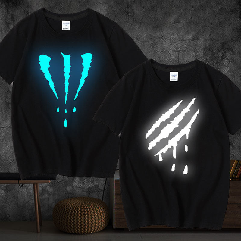 Bloodstains Scratch Kuso Colorful Reflective T-shirt men and women Couples dress Hip hop Hip hop laser Noctilucent student Halfin the Men's clothing, T-shirt  category - from Buy2taobao.com to provide professional Taobao agent buy service