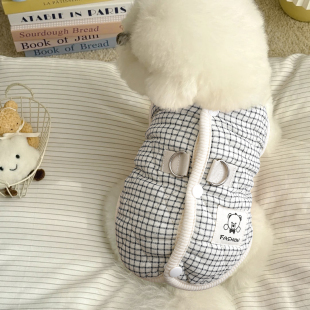 宠物猫咪小狗狗衣服全棉秋冬棉马甲贵宾泰迪比熊保暖牵引背心背扣