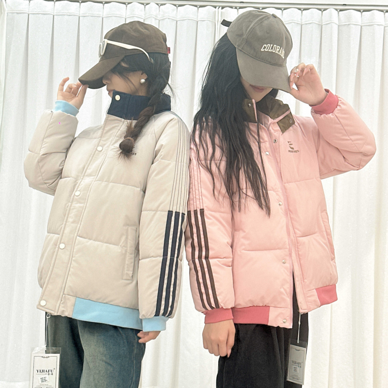 学院风设计感三条杠棉袄女2024冬季新款ins棒球服棉衣外套面包服