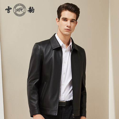 雪豹短款翻领秋冬季羽绒加厚皮衣