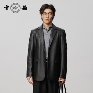 25秋冬头层鹿皮老钱轻奢男真皮皮衣雪豹翻领西装 雪豹专柜同款 新品