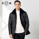 雪豹真皮皮衣男头层鹿皮商务休闲体制内毛领水貂内胆中长夹克外套