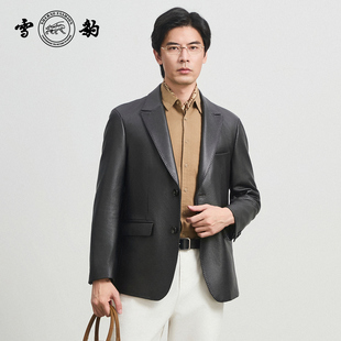25秋冬头层鹿皮商务休闲真皮皮衣男雪豹两粒扣皮西装 专柜同款 新品