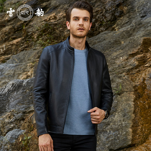 羽绒 雪豹真皮皮衣男头层鹿皮时尚 体制商务休闲立领短行政外套