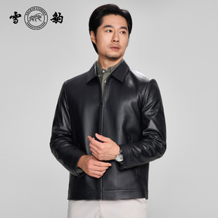 加厚 雪豹真皮皮衣男头层绵羊皮商务轻奢时尚 体制翻领行政外套