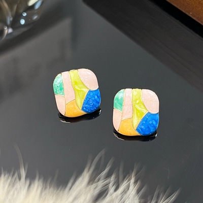 铜合金缤纷彩色耳饰8166