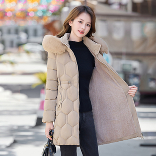 羽绒棉服女中长款棉衣韩版修身大毛领棉袄2025加厚棉袄女新款外套