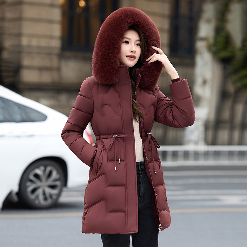 加绒棉服女中长款2025新款冬季加厚保暖大毛领棉衣棉袄时尚外套