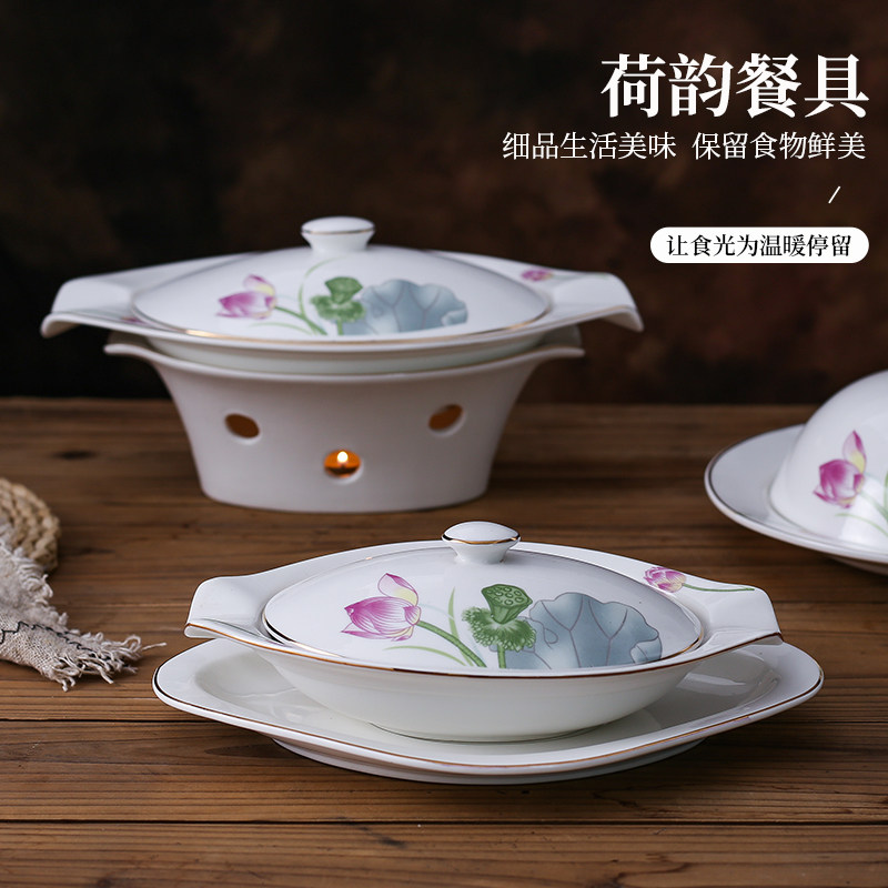 酒店餐具蜡烛保温加热炉盘子带盖木瓜炖雪蛤小米辽参燕窝鱼翅炖盅