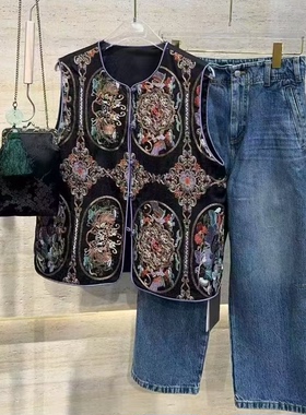 【轻奢高端定制】秋季韩版新中式国风刺绣百搭气质马甲JP-71536