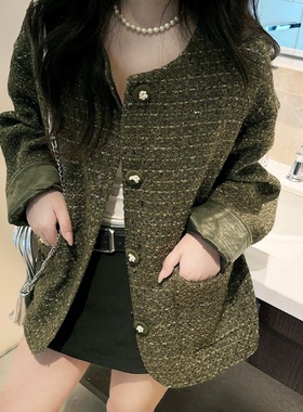 【轻奢高端定制】秋季韩版时尚圆领小香风气质羊毛外套JP-82608