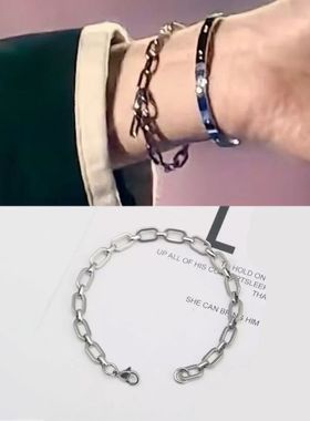 s925五月天阿信同款方形锁扣手链