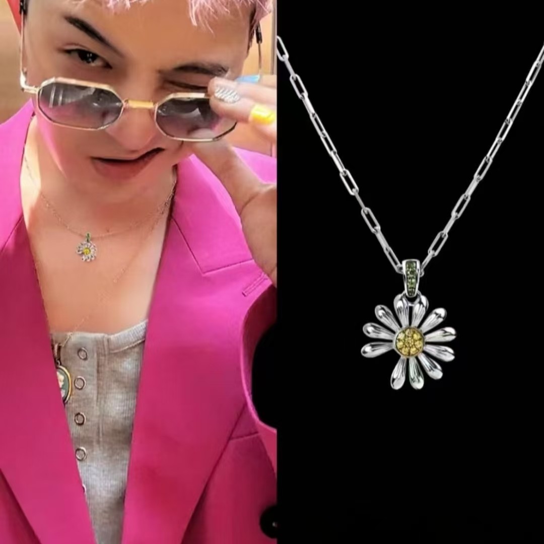 S925银材质权志龙同款小雏菊项链