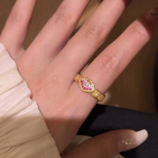 轻奢复古新中式拉丝渐变顺心如意戒指耳钉高级气质宫廷风首饰套装