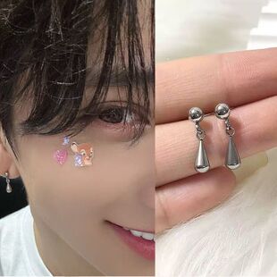 洪知秀joshua同款水滴耳钉小众原创设计高级感流苏简约耳环耳饰