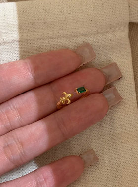 小红书同款爆款鸢尾花绿钻戒指