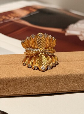 s925银树叶羽毛戒指送女友礼物