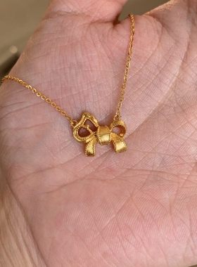 s925银蝴蝶结小马项链送女友礼物