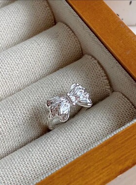 新款甜美梦幻蝴蝶结戒指女小众设计公主风轻奢精致高级感开口指戒