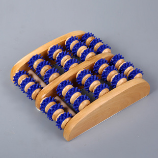 足底脚底按摩器木质滚轮式 实木脚部足部腿部按摩脚器穴位洗脚盆用