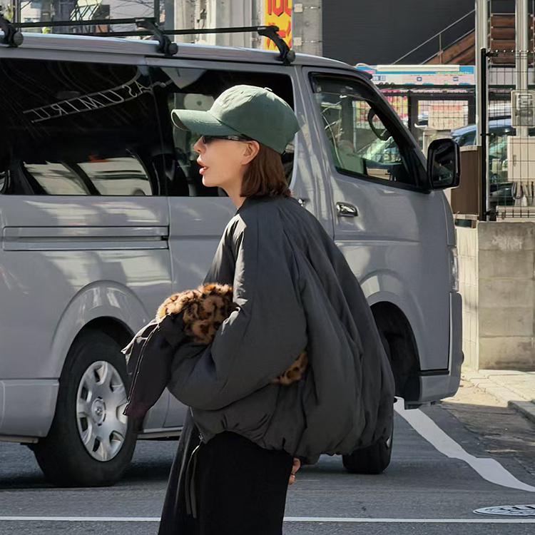 阿树家 阿水 0328|私服系列 深灰色插肩袖造型感棉服