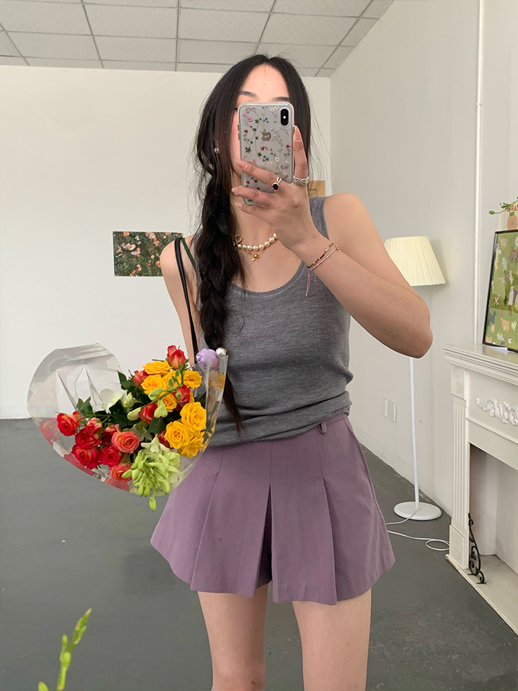 通勤2024春纯色修身型吊带百搭