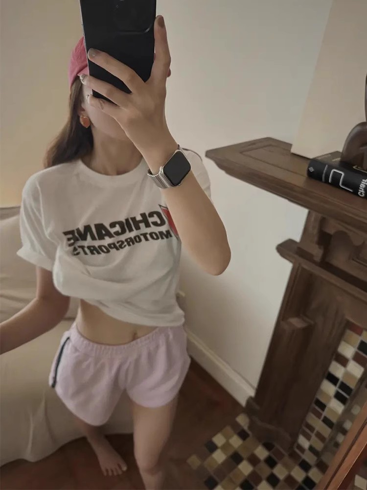 通勤2023夏做旧印花休闲短袖舒适