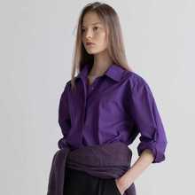 moondal 小众设计师时尚洋气衬衫女2025秋季新款紫色长袖衬衣女装