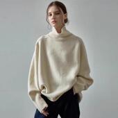 FACADE 女装 PATTERN极简高领毛衣女秋冬新款 宽松慵懒风羊毛针织衫