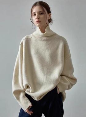 FACADE PATTERN极简高领毛衣女秋冬新款宽松慵懒风羊毛针织衫女装