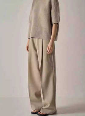 FACADE PATTERN休闲裤女春秋极简直筒裤高腰显瘦阔腿裤拖地裤子