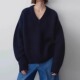极简风设计加厚保暖v领软糯羊绒套头针织衫 ROW 羊毛毛衣女春秋季