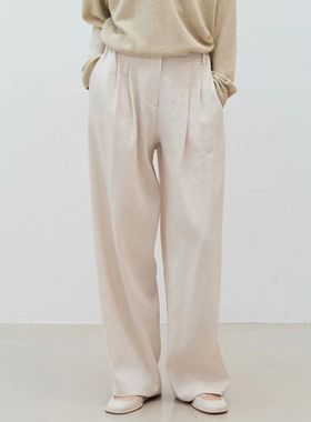 nothing written休闲裤女2025夏季新款设计感moia高腰直筒阔腿裤