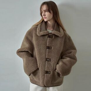 FACADE PATTERN两面穿外套女秋冬季2025年新款羊羔毛皮毛一体上衣