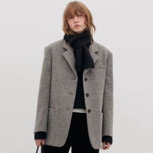FACADE PATTERN毛呢大衣女秋冬新款设计感小众宽松西装羊毛外套女