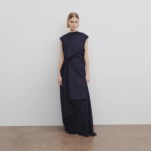 ROW A字裙过膝长裙子 连衣裙女2025春夏极简显瘦i字露背晚礼服无袖